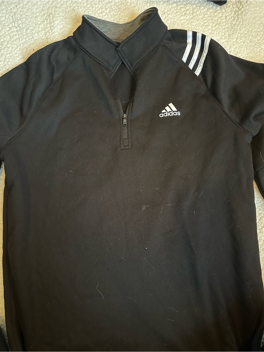 adidas Black and Gray Golf Pullover with Logo Tag